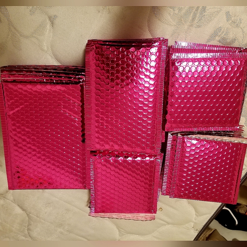 Dark pink metallic bubble mailers-3 sizes